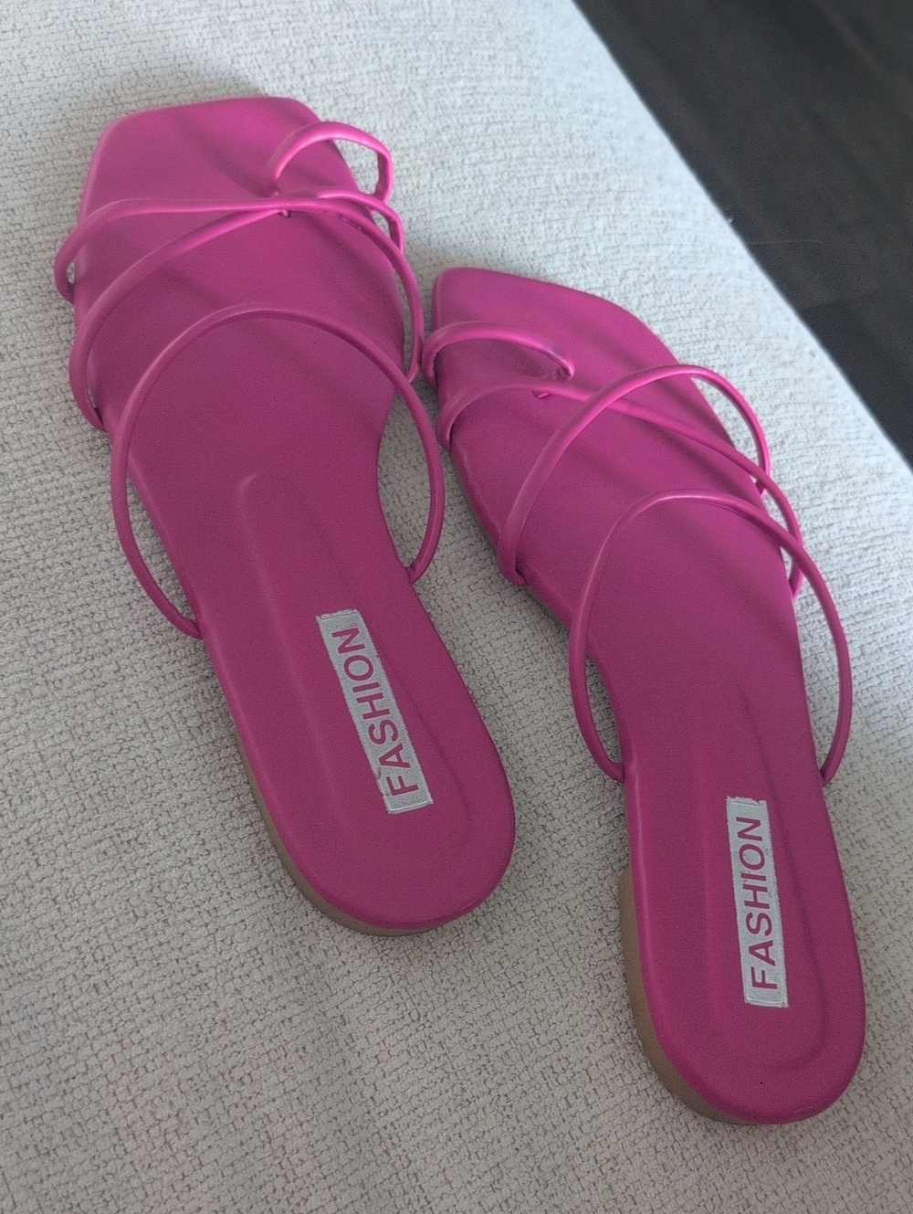 Hot Pink Strappy Flat Sandals for Women